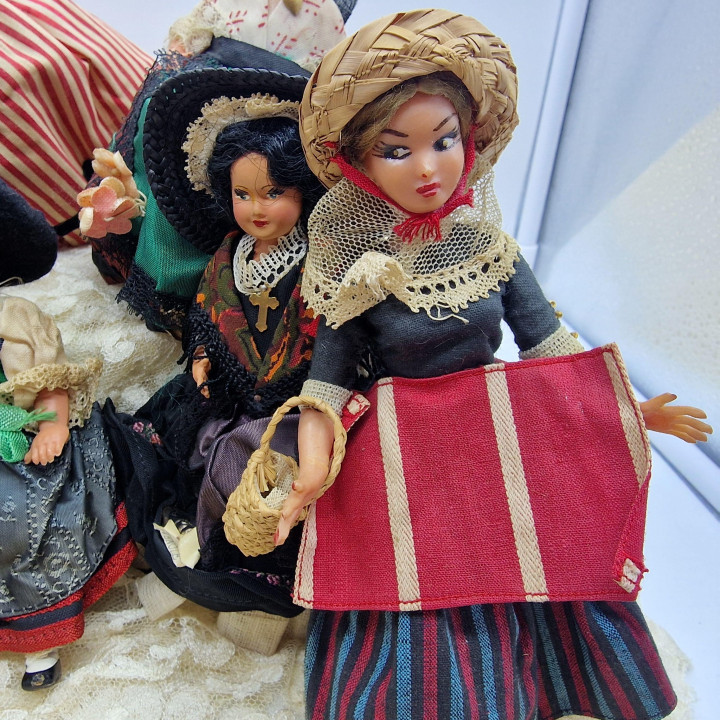 Collection of 11 Vintage French Regional Dolls 1950s (Valmon)